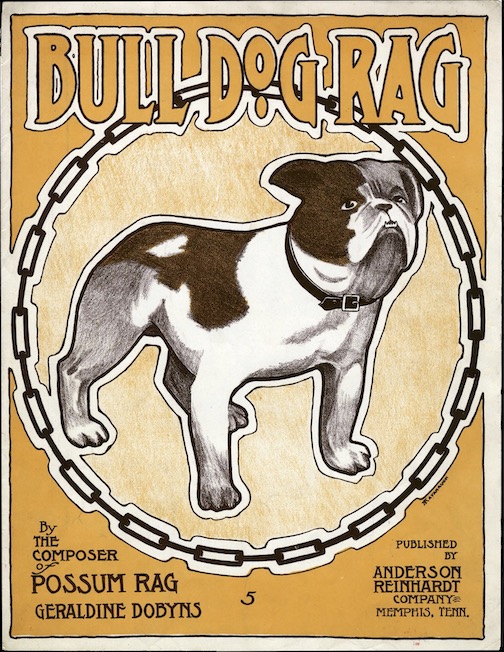 Sheet music cover for Bull Dog Rag
(Geraldine Dobyns)
