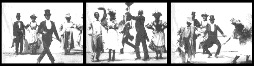 Video capture from 1903 film of
                                    dancers dancing the cakewalk