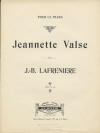 Jeannette Valse Sheet Music Cover