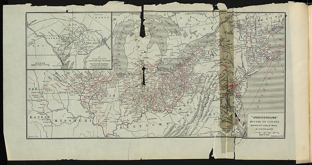 underground railroad map. Left: Map of the quot;Underground